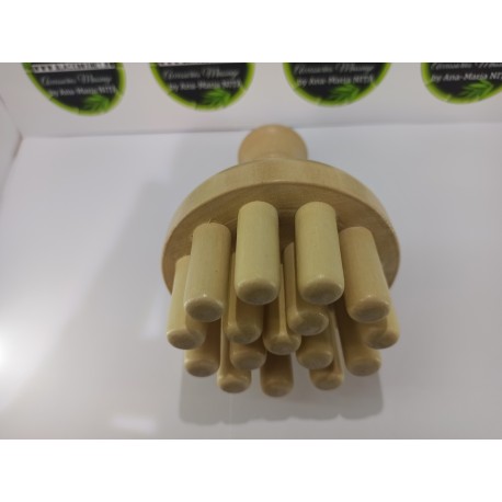 Instrument ciuperca (CHAMPINON) XL cu 15 pini din Lemn pentru Maderoterapie / Anticelulitic / Drenaj / Relaxare + Cadou