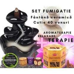 SET: Suport Ceramic Fantana Cascada +  Conuri Parfumate Fumigatie BackFlow + CADOU