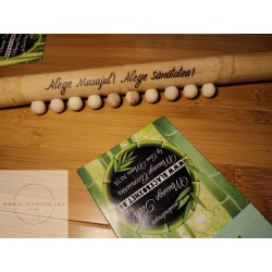 Bat Bambus autentic cu 10 bumbi / pini Lemn (40 cm x 3 cm) pentru orice tip de Masaj si Fascie + CADOU