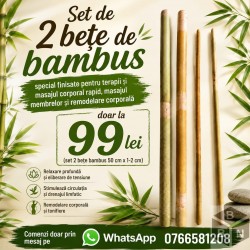 Set Profesional 2 Bete Bambus finisate pentru Masaj, 20 cm si 30 cm (diametru 2 cm - 4 cm) + CADOU la ALEGERE